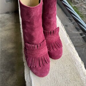 Atienne Aigner Marina suede berry booties 7.5 M